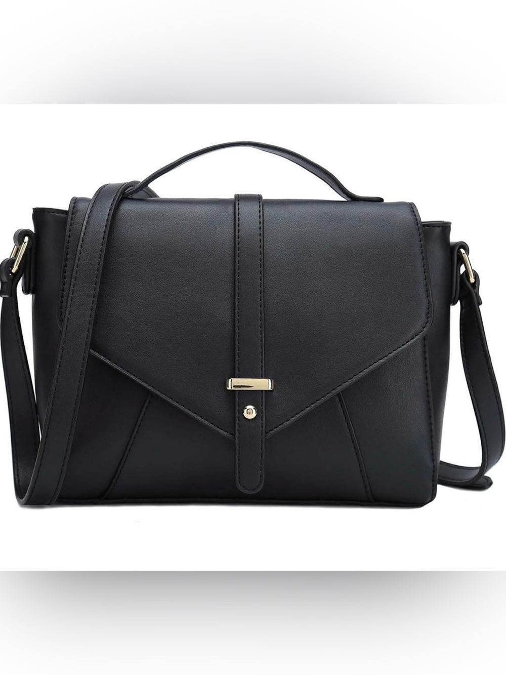 Elegant Black Top-Handle Satchel Crossbody Shoulder Bag